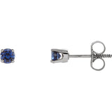 3MM Sapphire "September" Stud Earrings - 14K White Gold