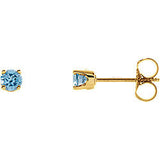 Blue Topaz Earrings Yellow Gold Screw Back