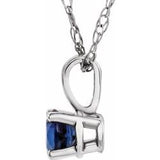 3MM Sapphire "September" Charm on 14" Chain - 14K White Gold