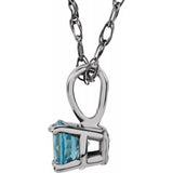 3MM Swiss Blue Topaz "December" Charm on 14" Chain -14K White Gold