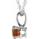 3MM Citrine "November" Charm on 14" Chain -14K Yellow Gold