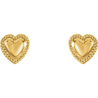 4MM Baby Heart Earrings - 14K Yellow Gold
