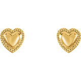 4MM Baby Heart Earrings - 14K Yellow Gold
