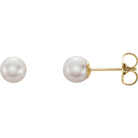 5MM Freshwater Cultured Pearl Stud Earrings - 14K Yellow Gold