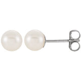 5MM Freshwater Cultured Pearl Stud Earrings - 14K White Gold