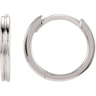 10MM Grooved Hoop Earrings - 14K White Gold