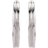 10MM Grooved Hoop Earrings - 14K White Gold