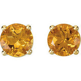 3MM Citrine "November" Stud Earrings - 14K White Gold