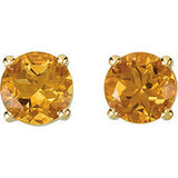 3MM Citrine "November" Stud Earrings - 14K Yellow Gold