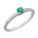 3MM Emerald "May" Ring Size 3 - 14K Yellow Gold