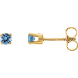 Aquamarine Stud Earrings - 14K White Gold
