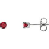 3MM Ruby "July" Stud Earrings - 14K White Gold