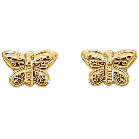 5MM Butterfly Stud Earrings - 14K Yellow Gold