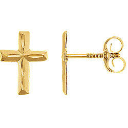 9MM Gold Cross Stud Screw Back Earrings - 14K Yellow Gold – A Karat Company