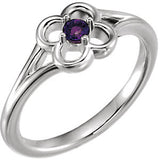 2.5MM Amethyst "February" Flower Ring Size 3 - 14K Yellow Gold