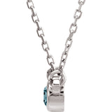 Aquamarine Station Necklace - 14K White Gold