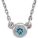 Aquamarine Station Necklace - 14K White Gold