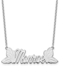 Butterfly Nameplate Necklace - Sterling Silver