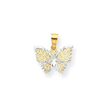 Diamond-cut Butterfly Charm - 10K Yellow and White Gold