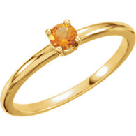 3MM Citrine "November" Ring Size 3 - 14K Yellow Gold