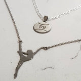40x28MM Custom Dancer Necklace with Name - Sterling Silver