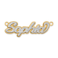 39x12MM Diamond Script Nameplate - 10K Yellow and White Gold