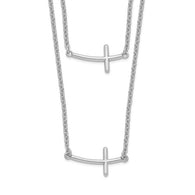14" and 18" Sideways Cross Necklace Set - Sterling Silver