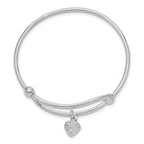 Adjustable Heart Bangle Bracelet - Sterling Silver