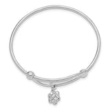 Adjustable Flower Bangle Bracelet - Sterling Silver