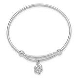 Adjustable Flower Bangle Bracelet - Sterling Silver