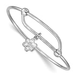 Adjustable Flower Bangle Bracelet - Sterling Silver