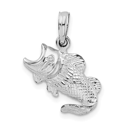 Bass Fish Charm - Sterling Silver