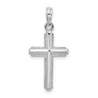 Bordered Cross Charm - Sterling Silver