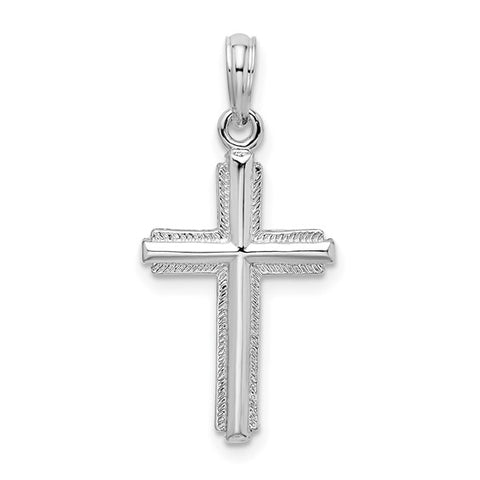Bordered Cross Charm - Sterling Silver