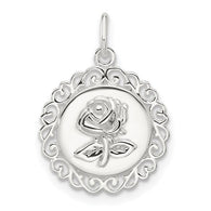 Rose Medallion Charm - Sterling Silver