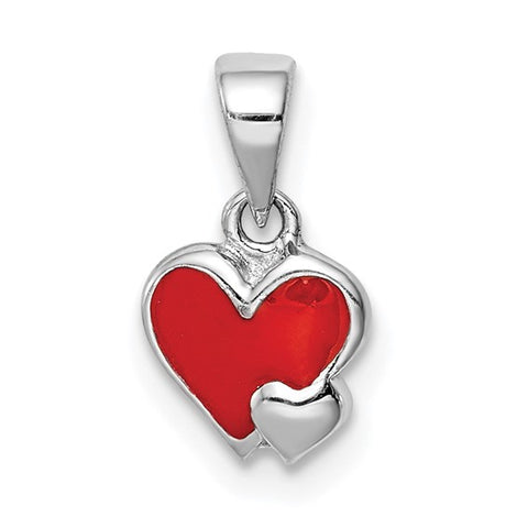 Mini Red Heart Charm - Sterling Silver