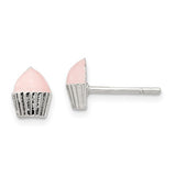 Mini Pink Cupcake Earrings - Sterling Silver