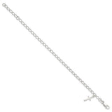 6" Cross Charm Bracelet - Sterling Silver