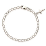 6" Cross Charm Bracelet - Sterling Silver