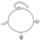 Mini Pink Cupcake Bracelet - Sterling Silver