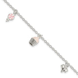 Mini Pink Cupcake Bracelet - Sterling Silver