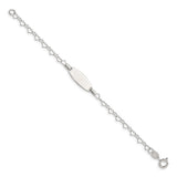 5.5" Heart Link Engraved Bracelet - Sterling Silver