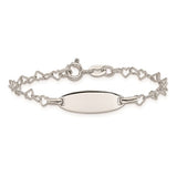 5.5" Heart Link Engraved Bracelet - Sterling Silver