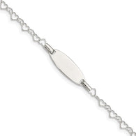 5.5" Heart Link Engraved Bracelet - Sterling Silver