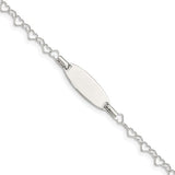 5.5" Heart Link Engraved Bracelet - Sterling Silver