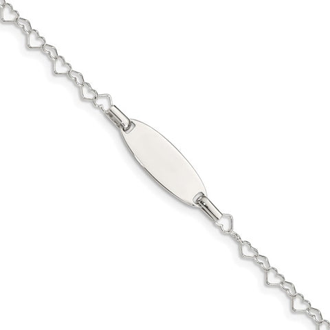 5.5" Heart Link Engraved Bracelet - Sterling Silver