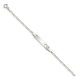 5.5" Engraved Heart Figaro Bracelet - Sterling Silver