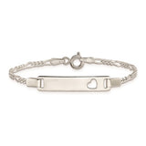 5.5" Engraved Heart Figaro Bracelet - Sterling Silver