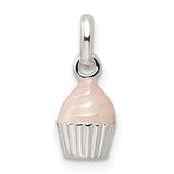 Mini Pink Cupcake Charm - Sterling Silver