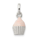 Mini Pink Cupcake Charm - Sterling Silver
